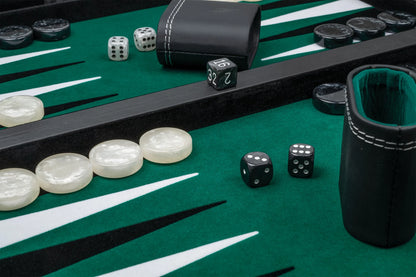 BACKGAMMON, NERO, VERDE, GRANDE, IN SIMILPELLE