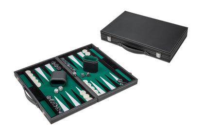 BACKGAMMON, NERO, VERDE, MEDIO, SIMILPELLE