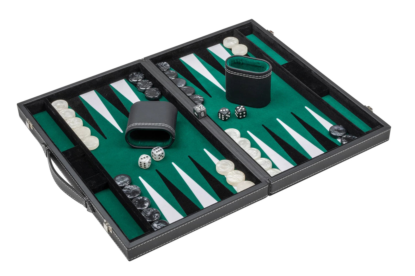 BACKGAMMON, NERO, VERDE, MEDIO, SIMILPELLE