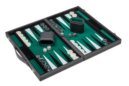 BACKGAMMON, NERO, VERDE, MEDIO, SIMILPELLE