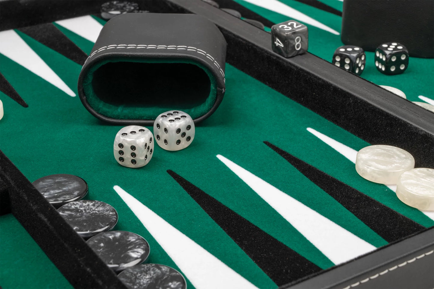 BACKGAMMON, NERO, VERDE, MEDIO, SIMILPELLE