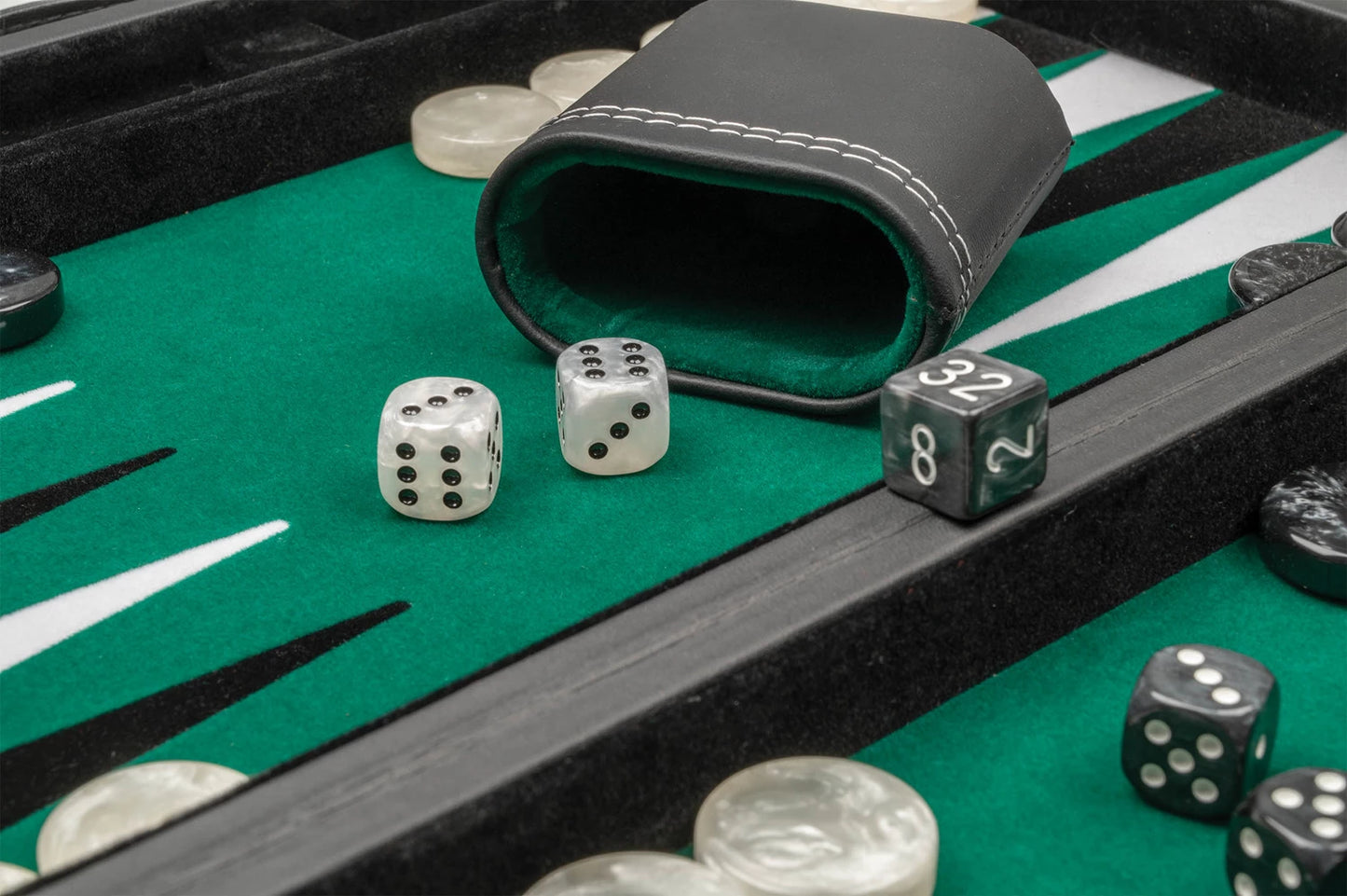 BACKGAMMON, NERO, VERDE, MEDIO, SIMILPELLE