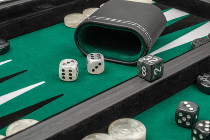 BACKGAMMON, NERO, VERDE, MEDIO, SIMILPELLE