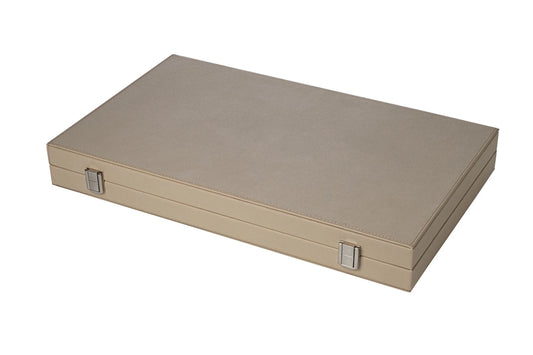 SET DA BACKGAMMON, BEIGE, GRANDE, IN SIMILPELLE