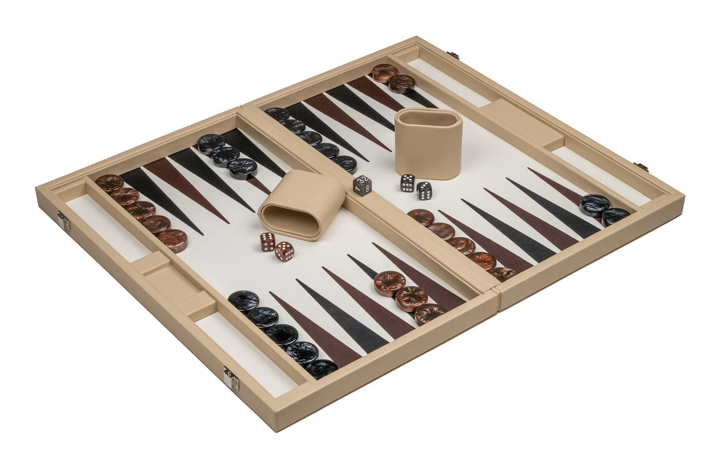 SET DA BACKGAMMON, BEIGE, GRANDE, IN SIMILPELLE