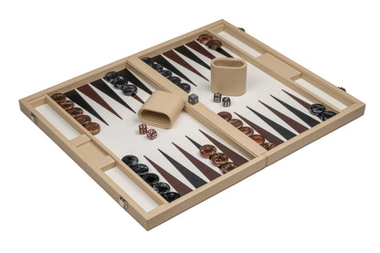 SET DA BACKGAMMON, BEIGE, GRANDE, IN SIMILPELLE