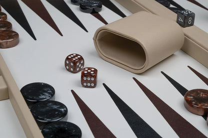 SET DA BACKGAMMON, BEIGE, GRANDE, IN SIMILPELLE