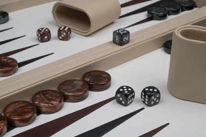 SET DA BACKGAMMON, BEIGE, GRANDE, IN SIMILPELLE