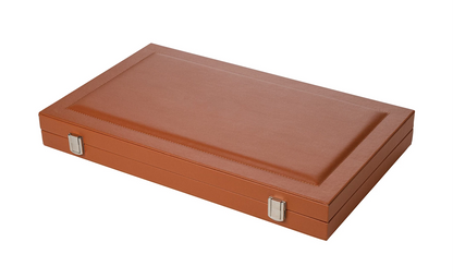 BACKGAMMON MARRONE, GRANDE, IN FINTA PELLE