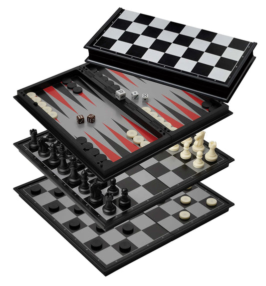 SET SCACCHI-BACKGAMMON-DAMA - QUADRATO DA 37 MM