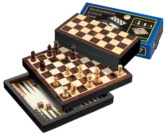 SET DA VIAGGIO DI SCACCHI, BACKGAMMON E DAMA - MAGNETICO