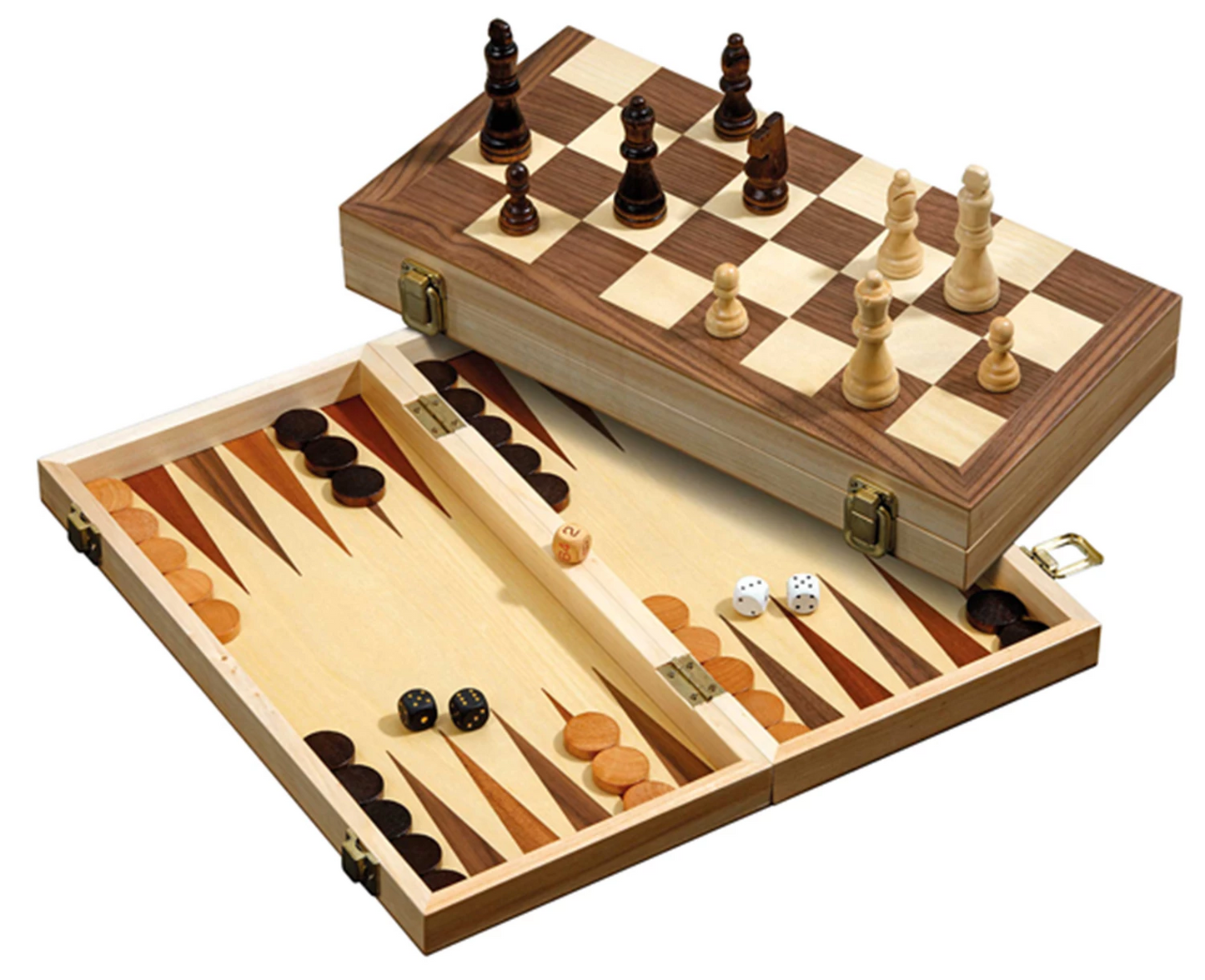 SCHACH-BACKGAMMON-DAME-SET - 40 MM QUADRAT