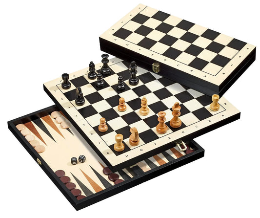 SET SCACCHI-BACKGAMMON-DAMA - QUADRATO DA 44 MM