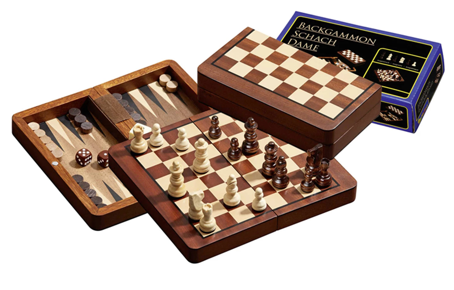 SET SCACCHI-BACKGAMMON-DAMA - QUADRATO DA 18 MM - MAGNETICO
