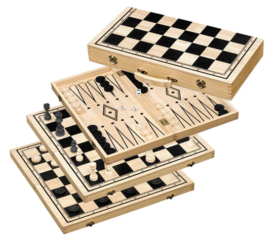 SET SCACCHI-BACKGAMMON-DAMA - QUADRATO DA 50 MM