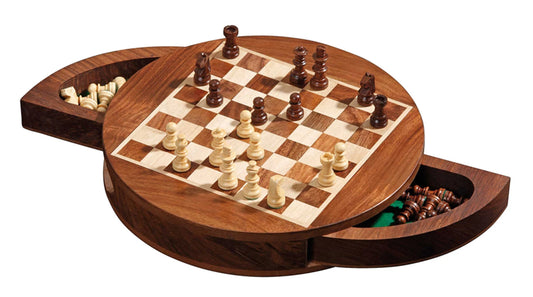 BOÎTE À ÉCHECS RONDE - CASES DE 19 MM - MAGNÉTIQUE