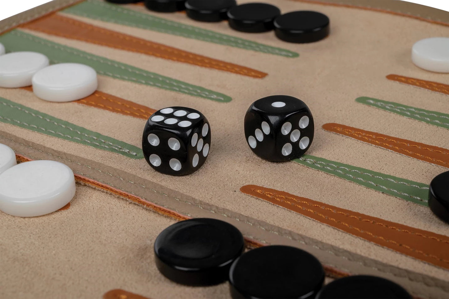 BACKGAMMON DE VOYAGE, PLATEAU DE JEU ENROULABLE, CUIR SYNTHÉTIQUE