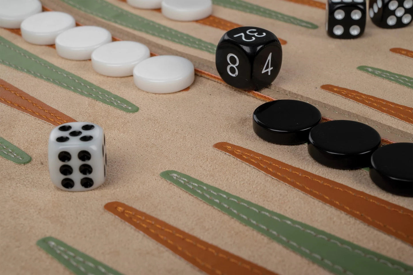 BACKGAMMON DE VOYAGE, PLATEAU DE JEU ENROULABLE, CUIR SYNTHÉTIQUE