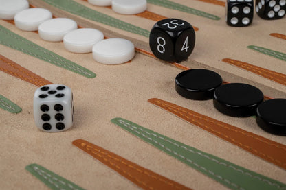 BACKGAMMON DE VOYAGE, PLATEAU DE JEU ENROULABLE, CUIR SYNTHÉTIQUE