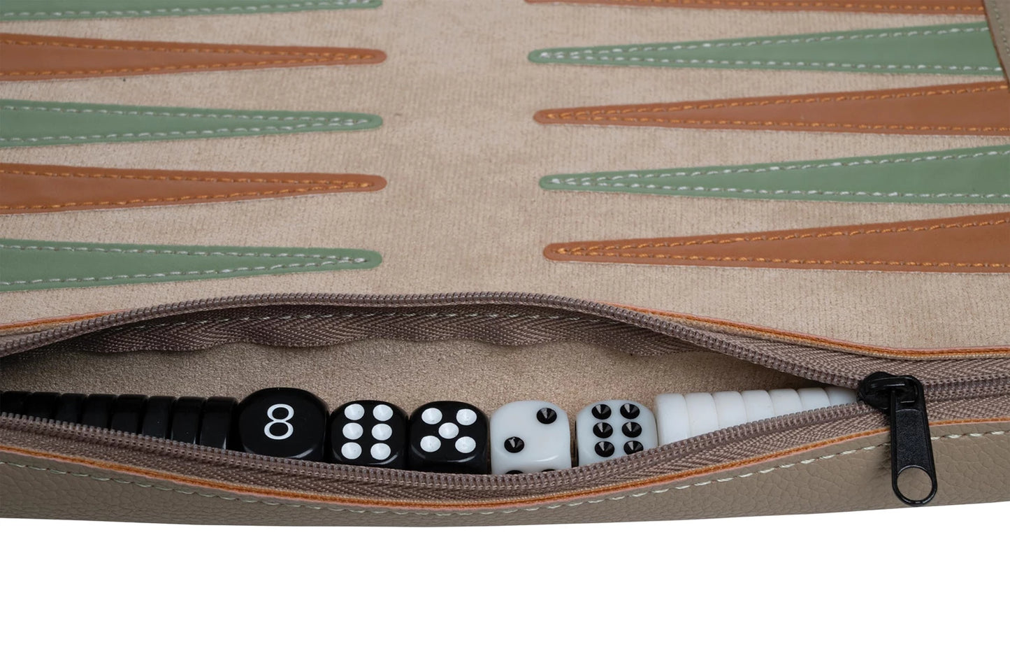 BACKGAMMON DE VOYAGE, PLATEAU DE JEU ENROULABLE, CUIR SYNTHÉTIQUE