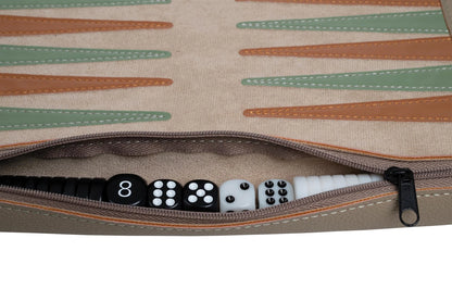 BACKGAMMON DE VOYAGE, PLATEAU DE JEU ENROULABLE, CUIR SYNTHÉTIQUE