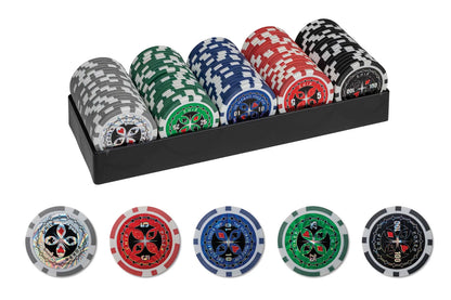 100 JETONS DE POKER AVEC SUPPORT EN PLASTIQUE