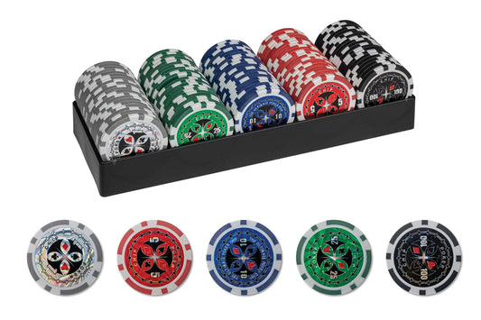 100 JETONS DE POKER AVEC SUPPORT EN PLASTIQUE