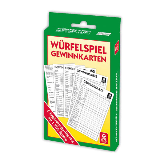 YATZY, MANETTE, CARTES GAGNANTES, PAQUET DE 5