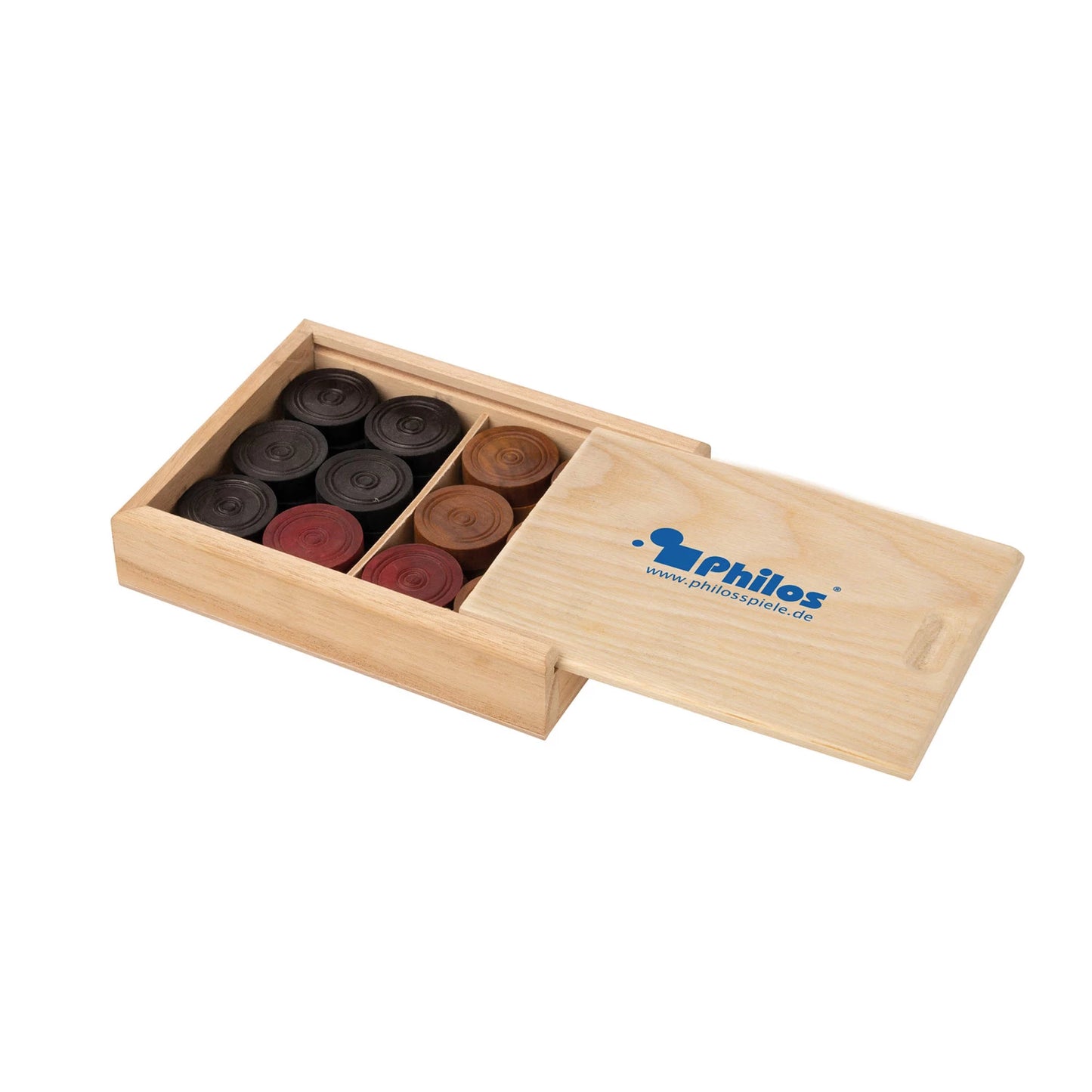 PIETRE PER CARROM BULLDOG, IN UNA SCATOLA DI LEGNO