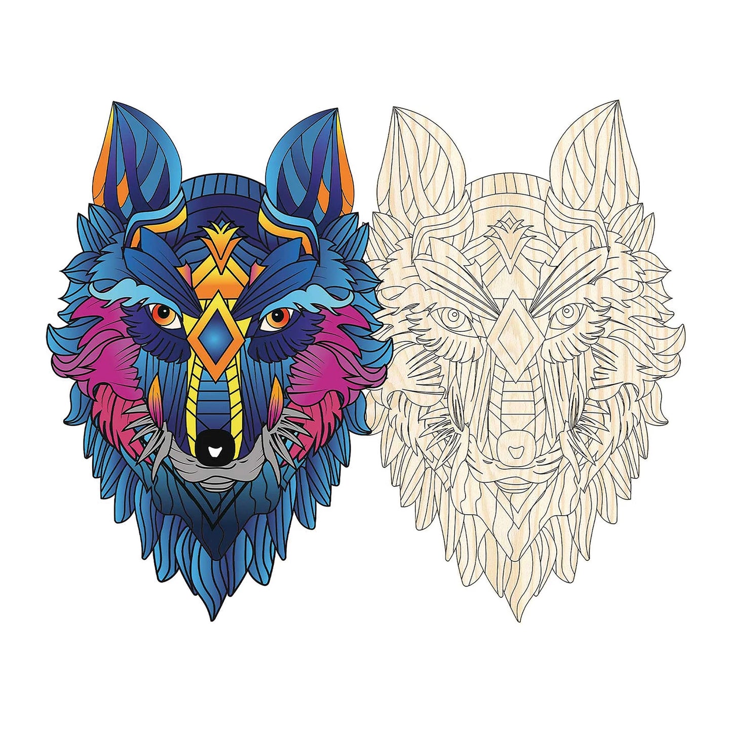 PUZZLE EN BOIS 2 EN 1 LOUP, 180 PIÈCES