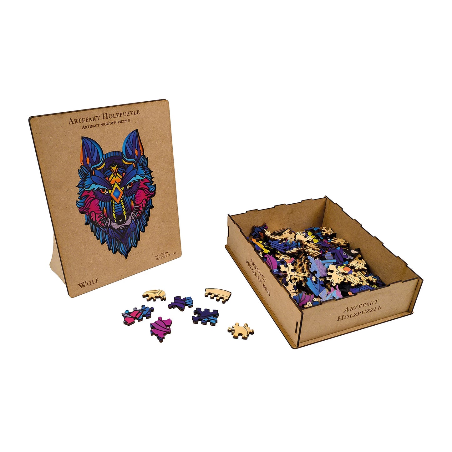 PUZZLE EN BOIS 2 EN 1 LOUP, 180 PIÈCES
