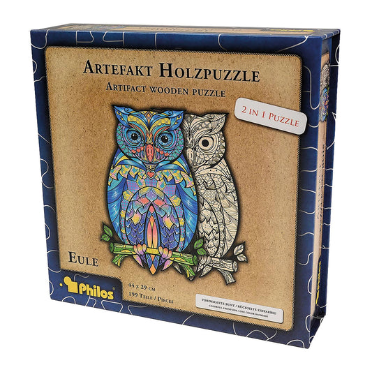 PUZZLE EN BOIS 2 EN 1 HIBOU, 199 PIÈCES