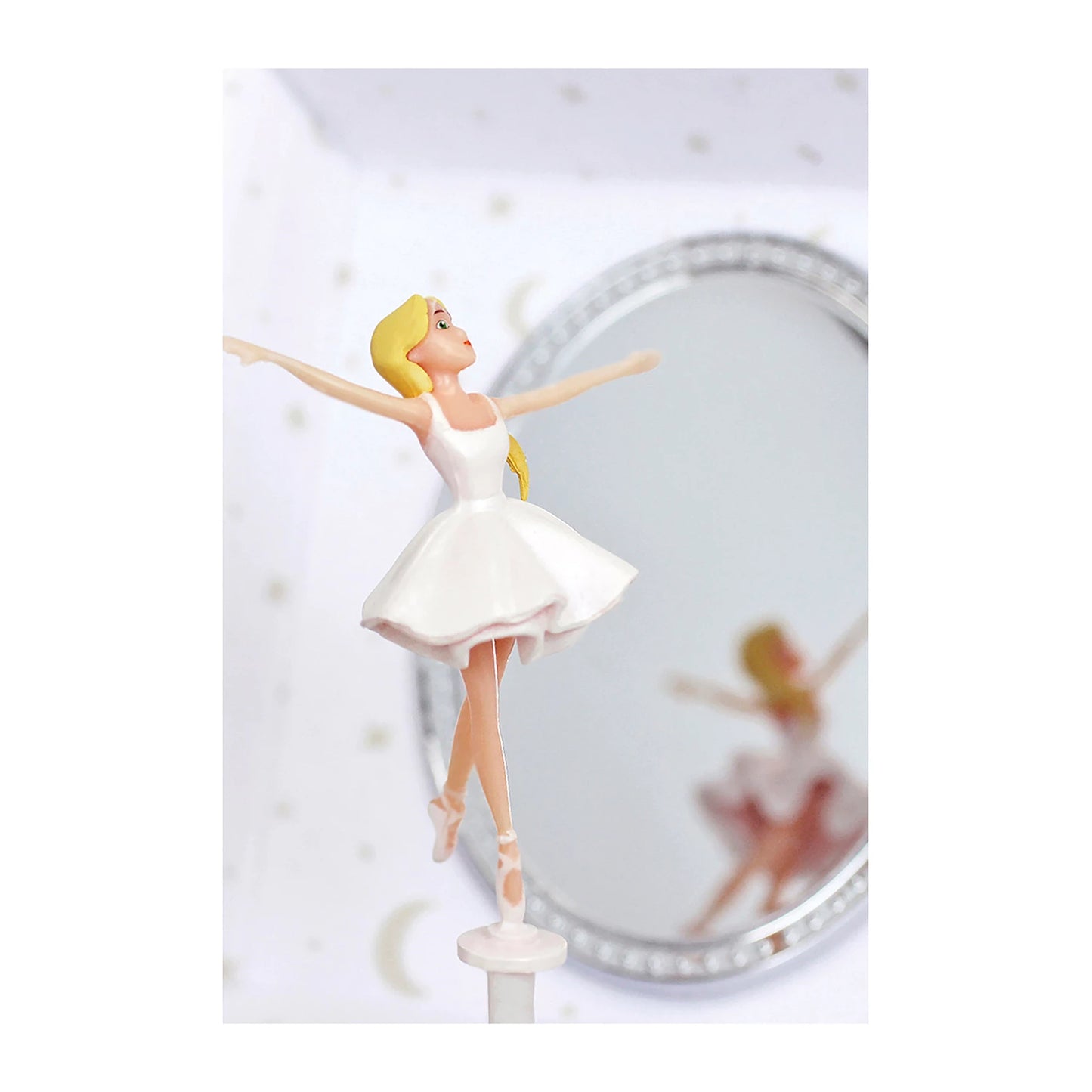 SPIELUHR MIT SCHUBLADE, BALLERINA-DESIGN, NACHTLEUCHTEND