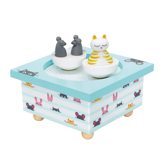 SPARDOSE MIT TANZENDER KATZE UND MAUS, MAGNETISCH