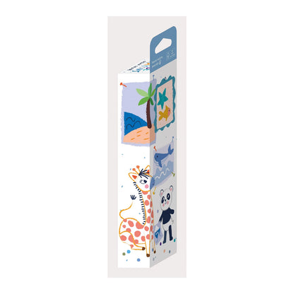 ENSEMBLE DE CRAYONS DE CIRE, CUBES, BLEU-VERT