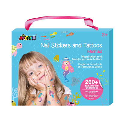 NÄGEL- UND TATTOO-AUFKLEBER MIT MEERJUNGFRAUENMOTIV
