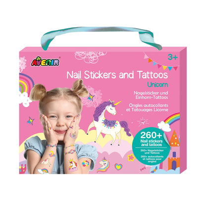 EINHORN-NAGELAUFKLEBER UND -TATTOOS