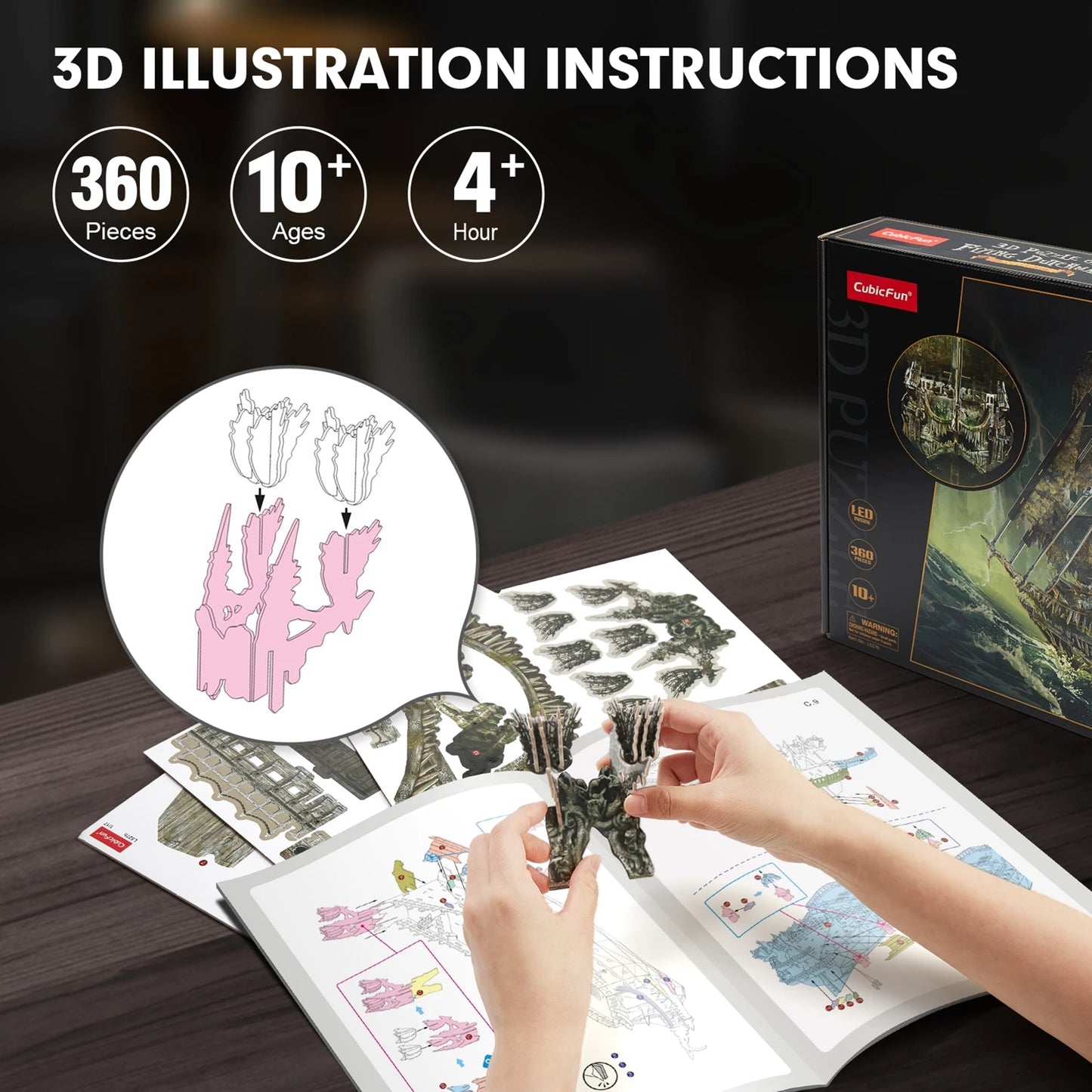 PUZZLE 3D FLYING DUTCHMAN LED 360 PIÈCES