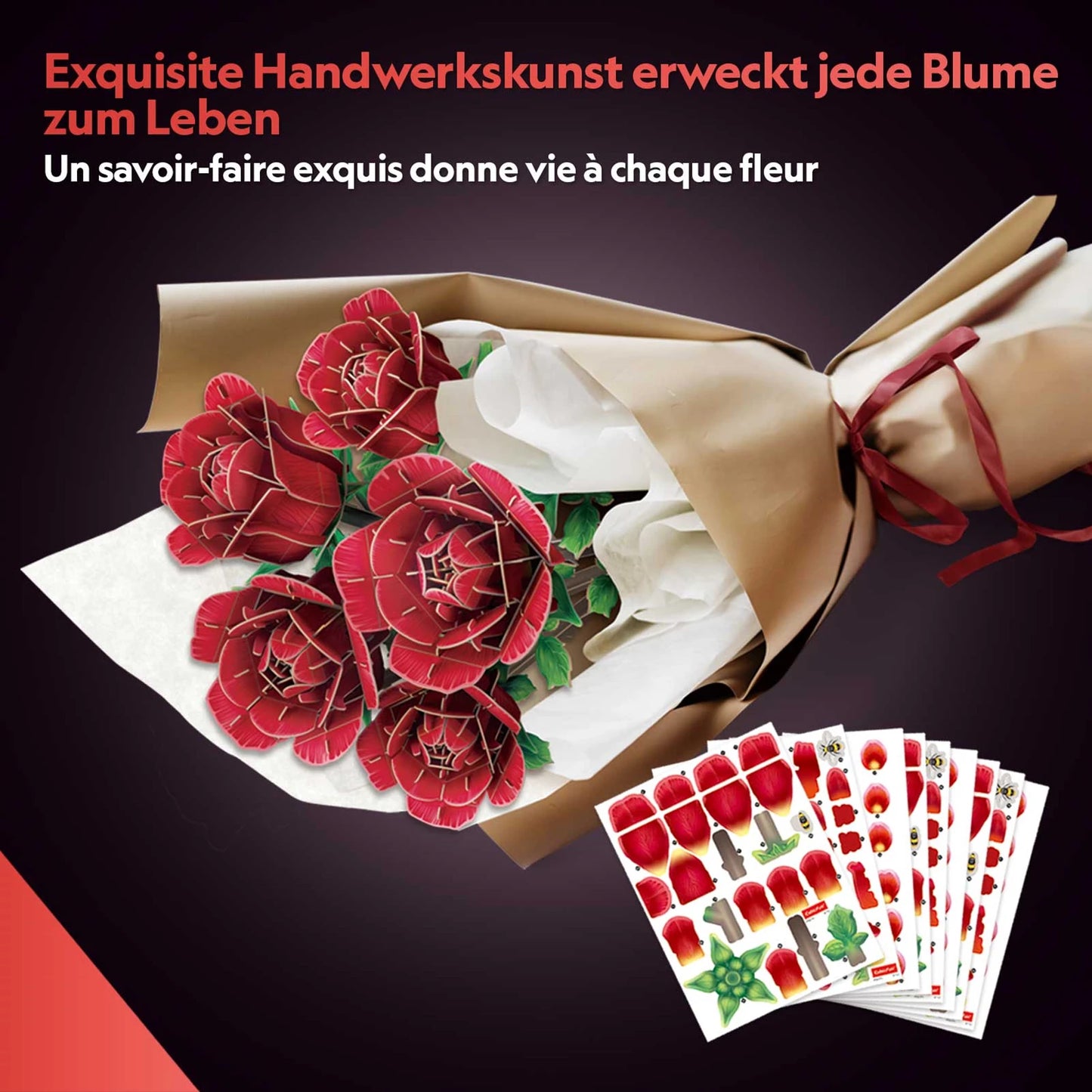 PUZZLE 3D BOUQUET DE ROSES, 312 PIÈCES