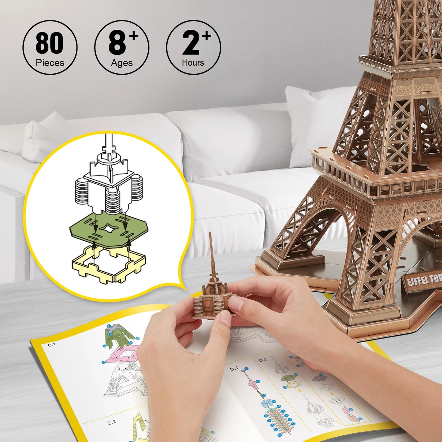 PUZZLE 3D DE LA TOUR EIFFEL, 80 PIÈCES