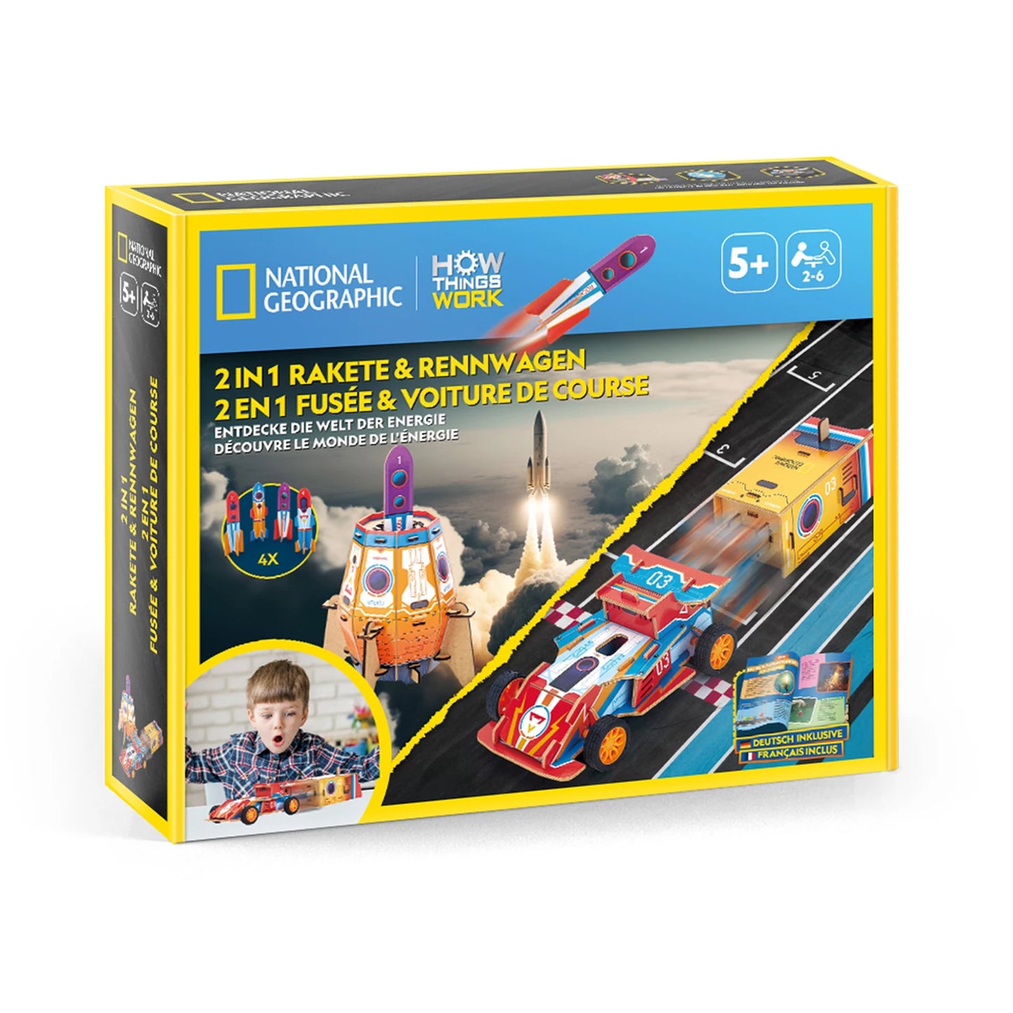 FUSÉE ET VOITURE DE COURSE 2 EN 1