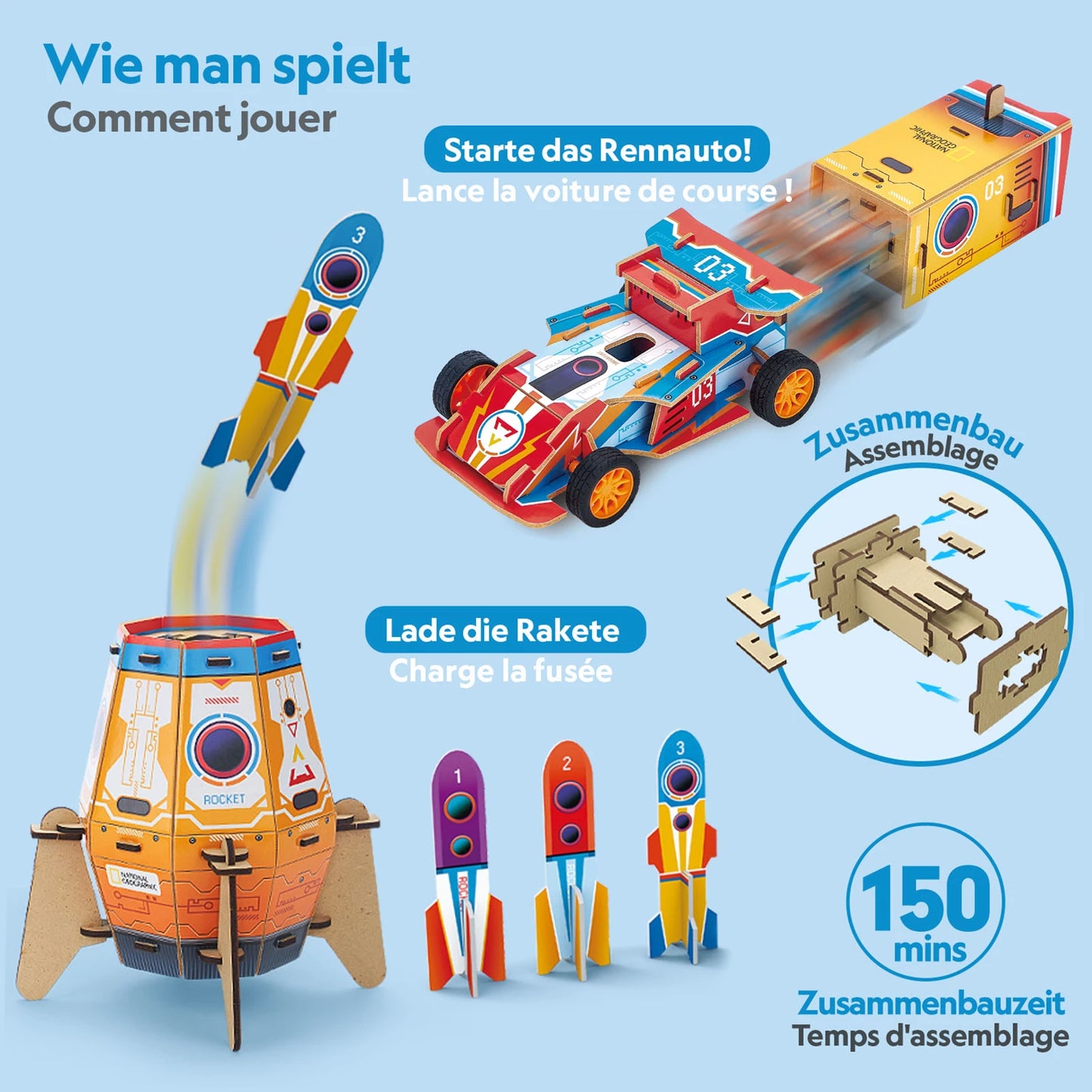 FUSÉE ET VOITURE DE COURSE 2 EN 1