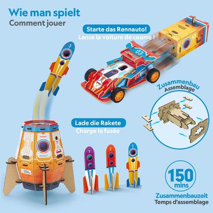 FUSÉE ET VOITURE DE COURSE 2 EN 1