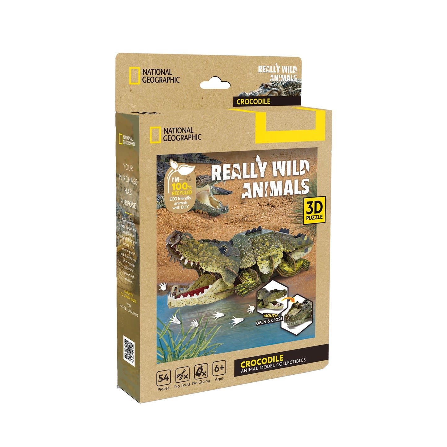 PUZZLE 3D CROCODILE, 54 PIÈCES