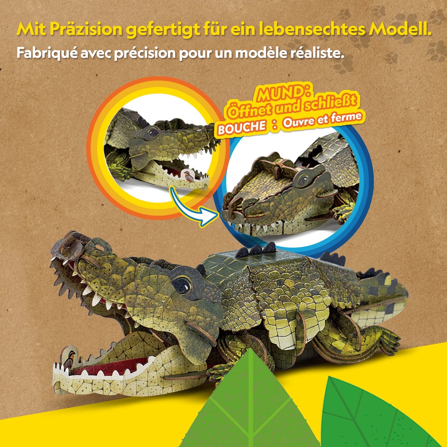 PUZZLE 3D CROCODILE, 54 PIÈCES