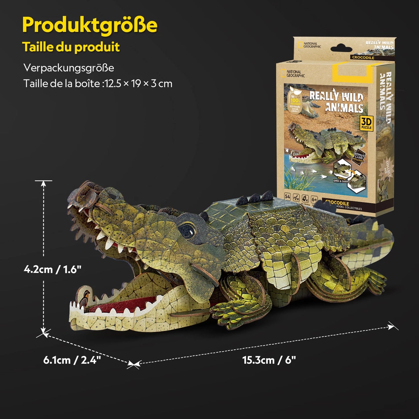 PUZZLE 3D CROCODILE, 54 PIÈCES