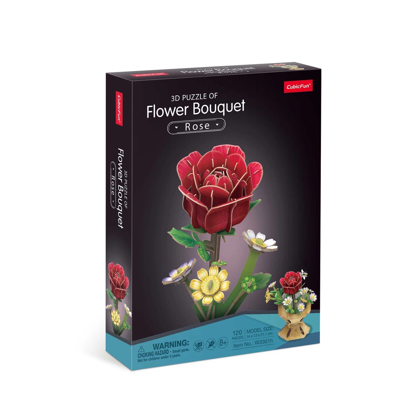 PUZZLE 3D VASE DE FLEURS ROSES 120 PIÈCES