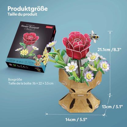 PUZZLE 3D VASE DE FLEURS ROSES 120 PIÈCES