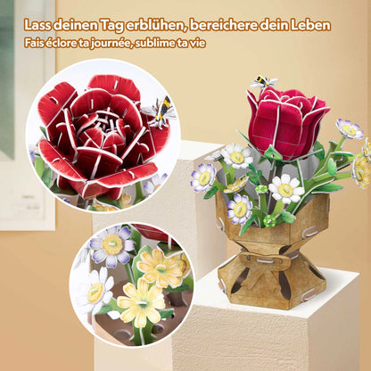 PUZZLE 3D VASE DE FLEURS ROSES 120 PIÈCES