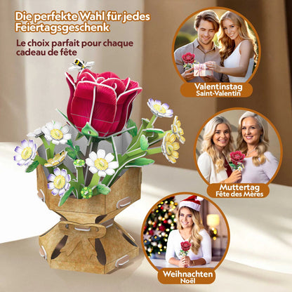 PUZZLE 3D VASE DE FLEURS ROSES 120 PIÈCES